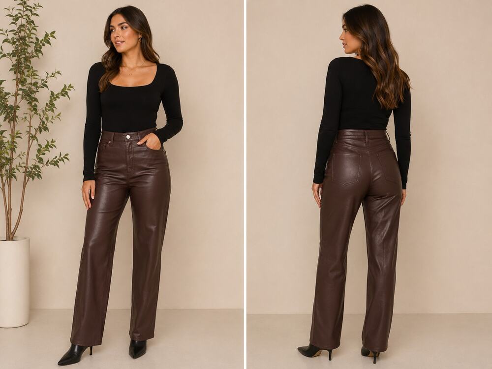 Express Modern Straight Super High Rise Plum Faux Leather Pants 10R